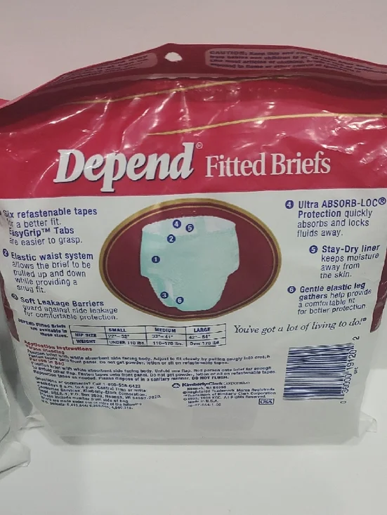 Depend Fitted Briefs Large - Burgundy/White - Picture 3 of 3